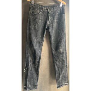 Number (N)ine Black Crying Heart Zipper Jeans Size 2 See Measurements